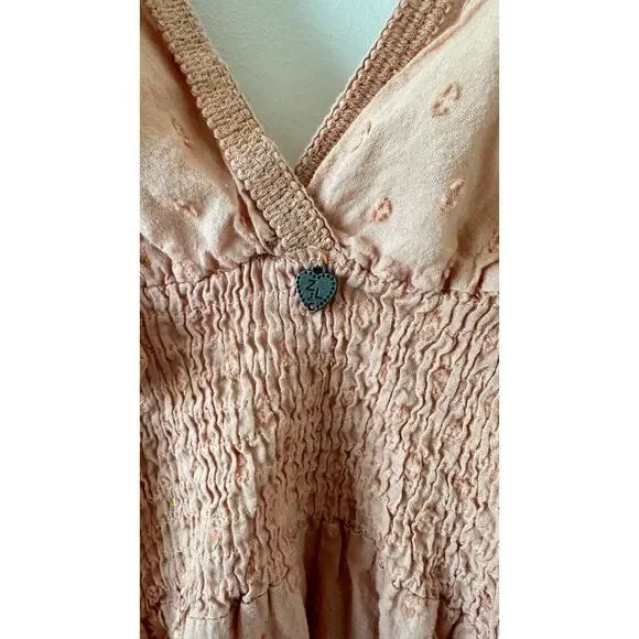 Z&L Europe Blush Pink Plunge Neck Tassel Mini Dress Cover Up Size L - Picture 9 of 12